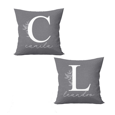 Kit 2 capas de almofadas personalizadas com inicial e nome