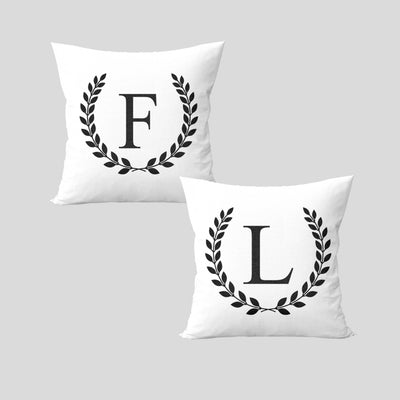 Kit 2 capas de almofadas personalizadas inicial estampa brasão