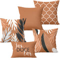 Kit 5 capas de almofadas folhagem terracota