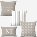 Kit 4 capas de almofadas coisas boas acontecem aqui e baguete personalizada iniciais