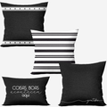 Kit 4 capas de almofadas coisas boas acontecem aqui - preto e branco