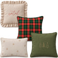 Kit 4 Capas de Almofadas Natal Farmhouse Clássico Xadrez - Verde Vermelho