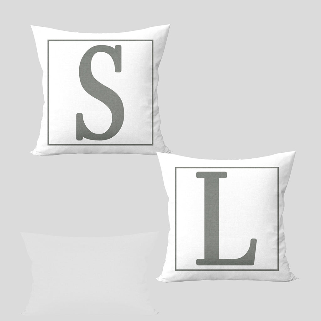 Kit 2 capas de almofadas estampa margem personalizadas iniciais casal