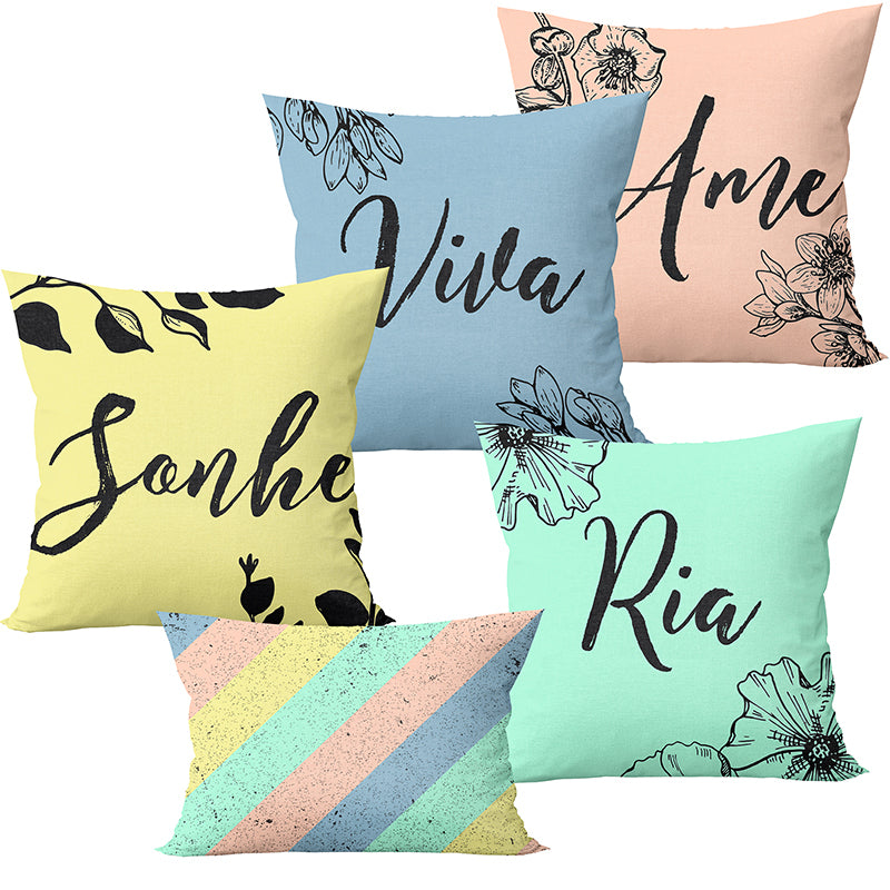 Kit 5 capas de almofadas candy colors