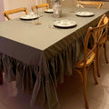 Toalha de Mesa Linho Verde com Babado